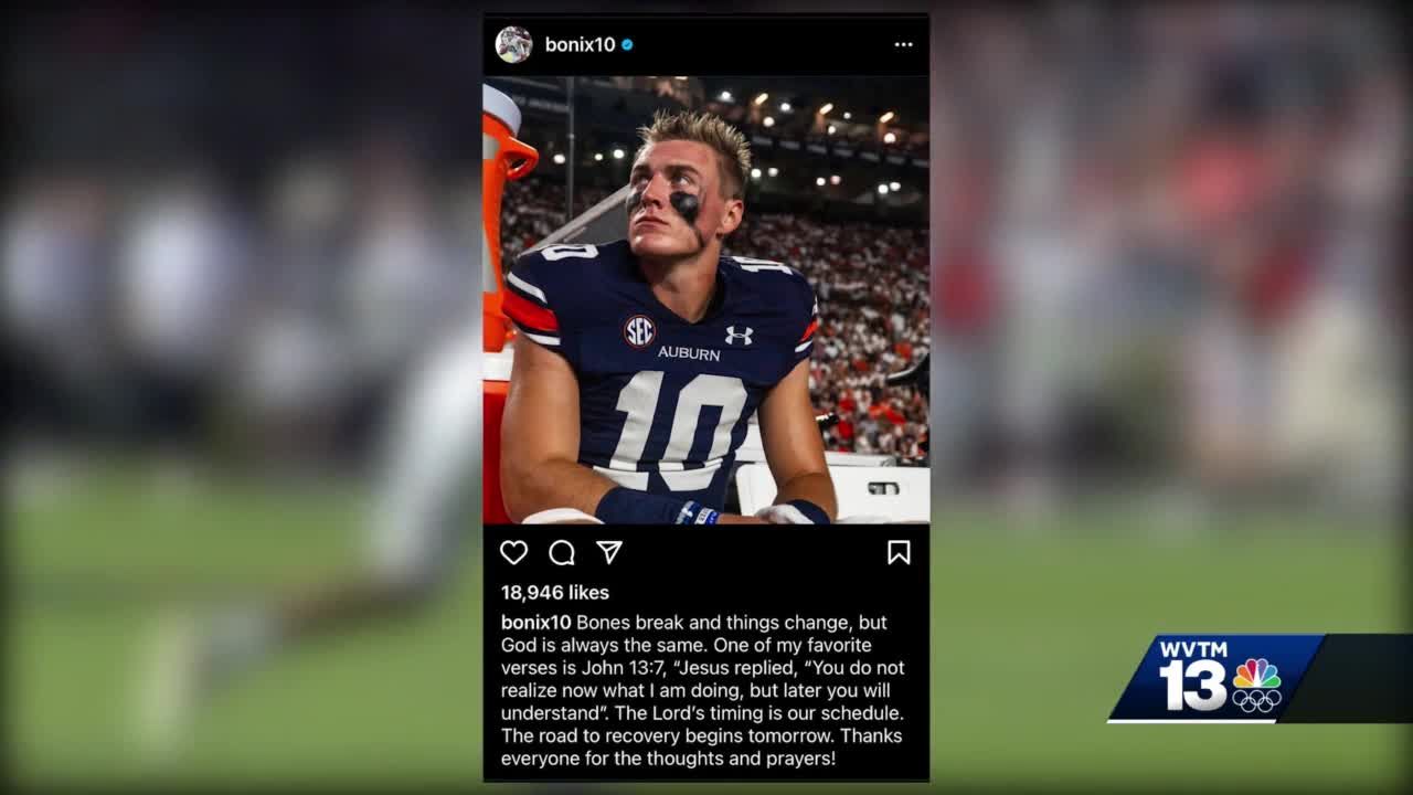 Bo Nix Auburn quarterback ankle injury surgery Iron Bowl out for