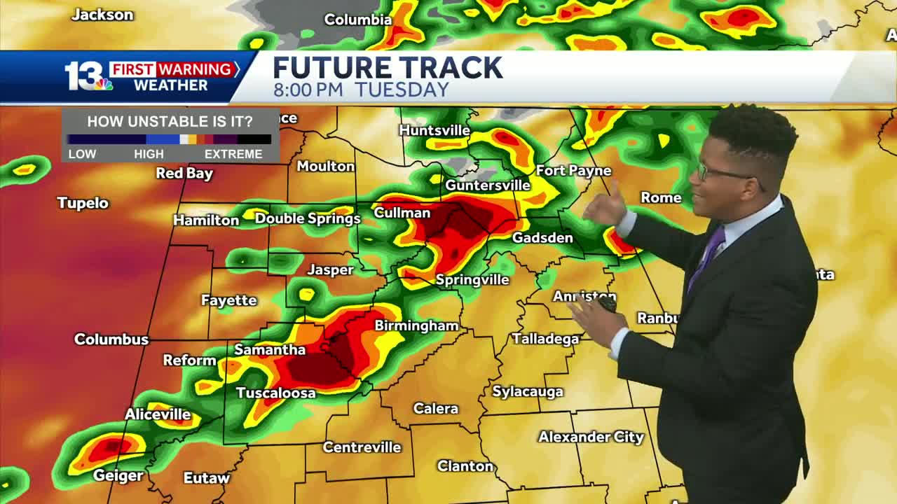 Severe Storms in Alabama: Hail, winds, and a low tornado threat enters the weather forecast Tuesday