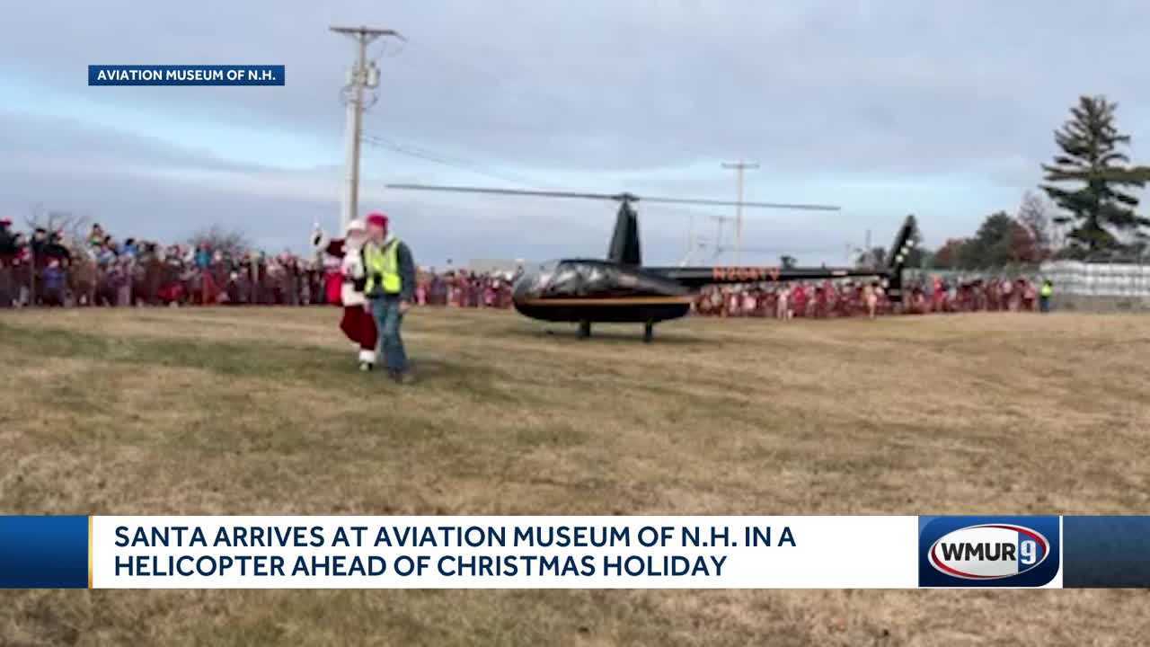 Santa arrives at Aviation Museum of NH in a helicopter ahead of the holidays