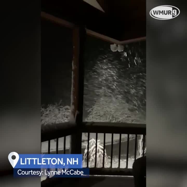 Video: Snow, wind blow through Littleton, NH