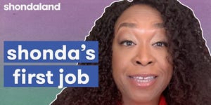 shonda rhimes in front of a gradient purple and green background