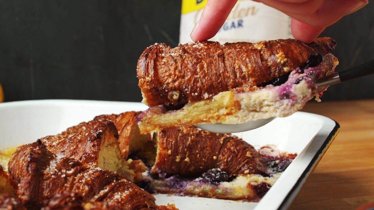 Video player poster image preview for A Lemon Blueberry Croissant Bake Is The Refreshingly Sweet Treat We Need RN