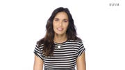 padma lakshmi stands against a white background