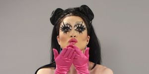 yuhua hamasaki blows a kiss into the camera while dressed in full drag
