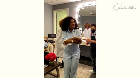 preview for Oprah dances backstage before appearing on Ellen
