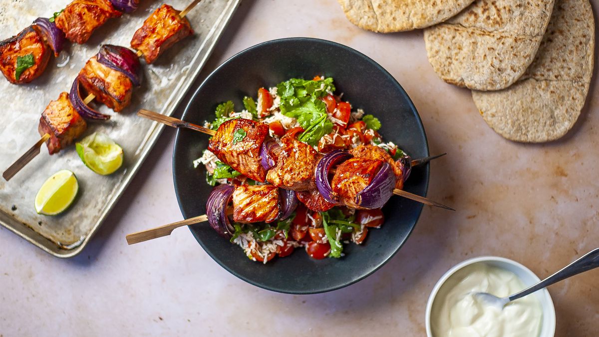 preview for Tandoori Salmon Kebab with Tomato Coconut Salad