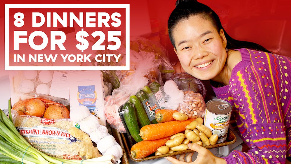 How To Cook 8 Dinners For 2 People On $25 In NYC - Eating On A Budget