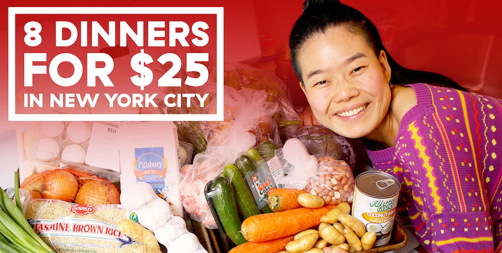 How To Cook 8 Dinners For 2 People On $25 In NYC - Eating On A Budget