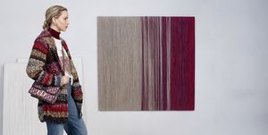 Red, Fashion, Standing, Textile, Visual arts, Beige, Art, Photography, Furniture, Magenta, 