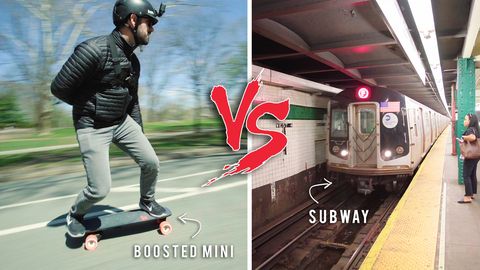 preview for Racing an Electric Skateboard vs. The Subway