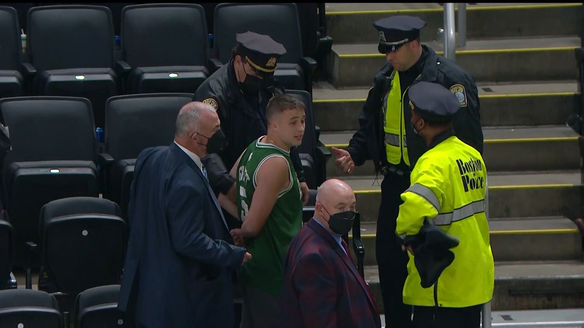 Celtics fan charged after throwing water bottle at Kyrie Irving