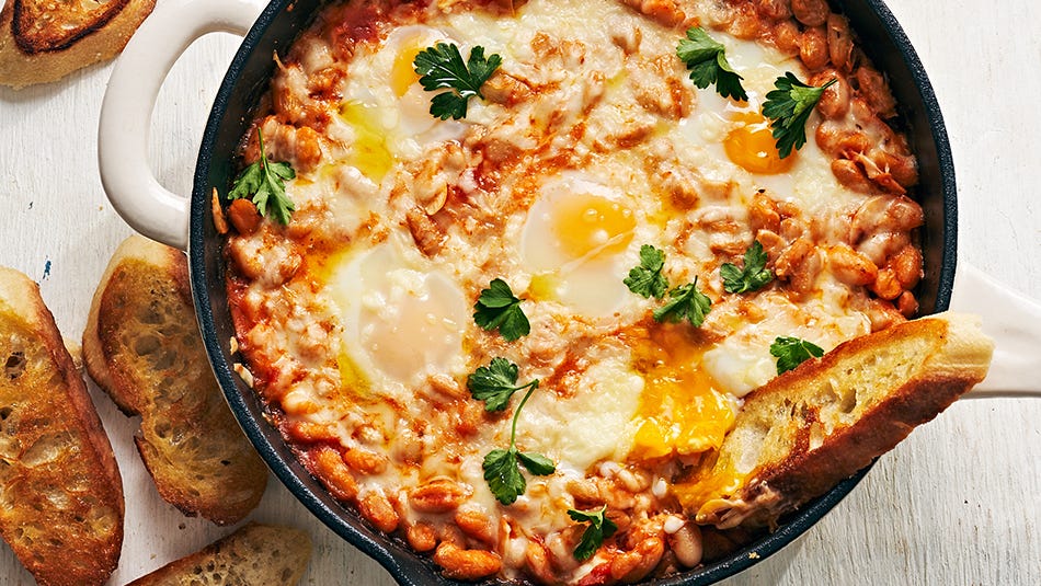 Video player poster image preview for This Cheesy White Bean Skillet Is The Breakfast That You Never Knew You Needed