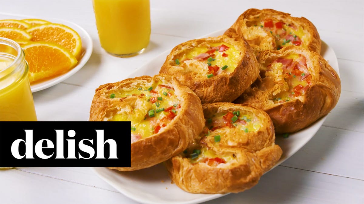 preview for Croissant Breakfast Boats | Delish + Walmart