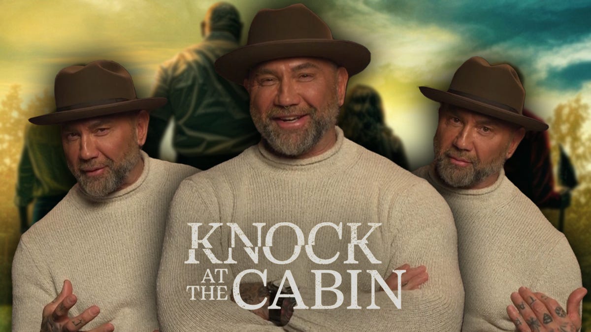 preview for Dave Bautista opens up about his first lead role in Knock at The Cabin