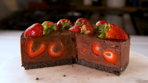 Food, Strawberries, Cake, Dish, Strawberry, Chocolate cake, Dessert, Cuisine, Fruit cake, Sweetness, 