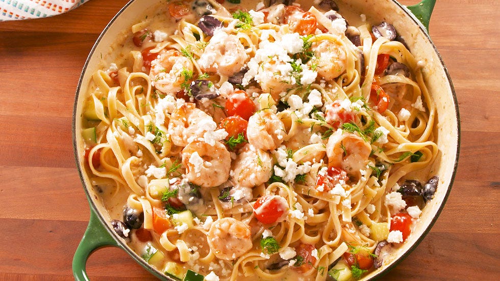 Best Greek Shrimp Fettuccine Recipe How To Make Greek Shrimp Fettuccine