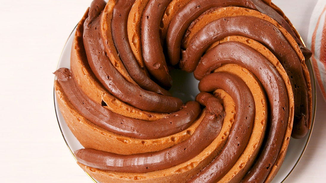preview for Chocolate Peanut Butter Bundt Cake Is A Reese's Lover's Dream