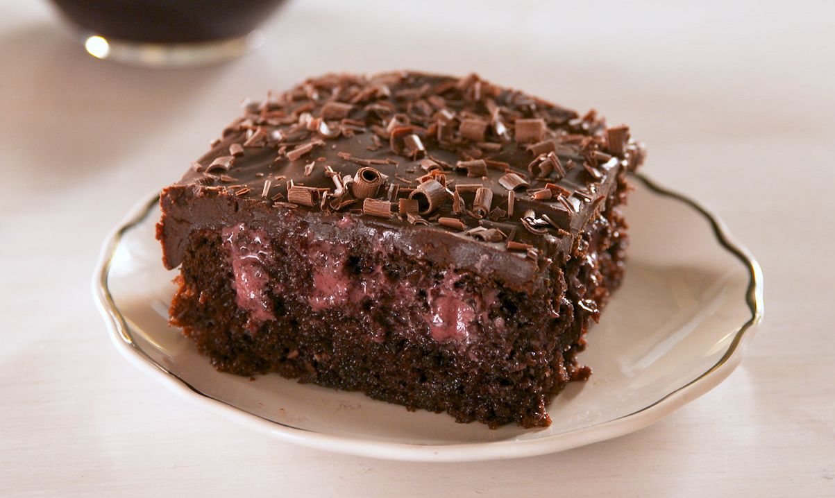 Image result for red wine poke cake delish