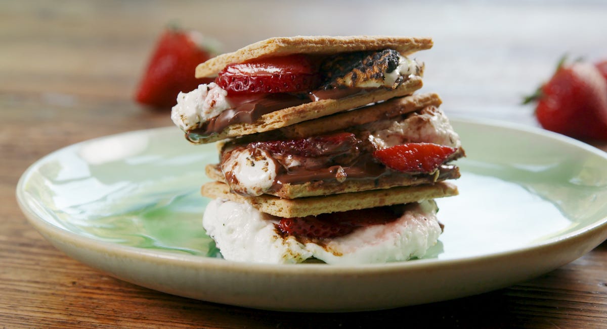 Video player poster image preview for Chocolate Covered Strawberry S'mores = Dessert of Summer 2018
