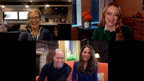 preview for Prince William and Kate Middleton Chat With Emma Thompson and Emma Stone About 'Cruella'