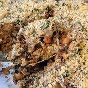 vegan eggplant casserole with chickpeas and rice