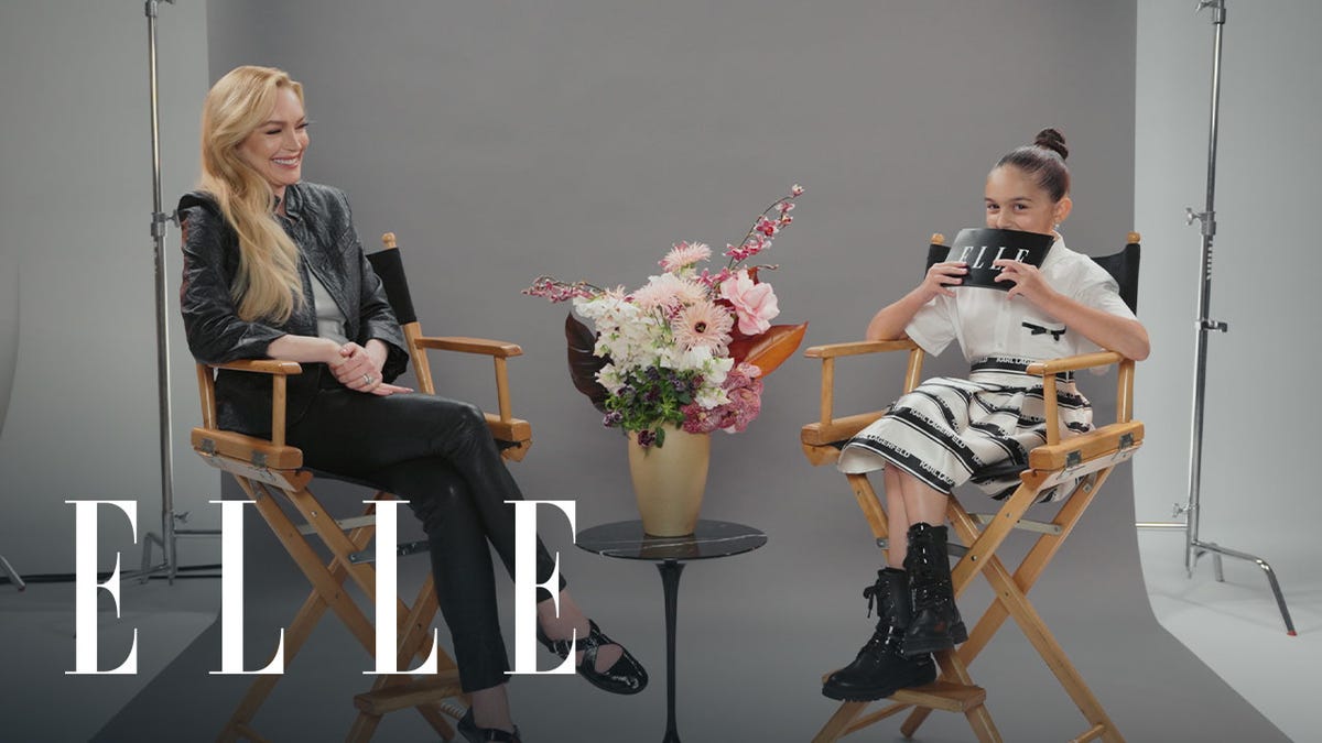 preview for Lindsay Lohan Talks Y2K and 'Freakier Friday' with Taylen Biggs | Tiny Talks | ELLE
