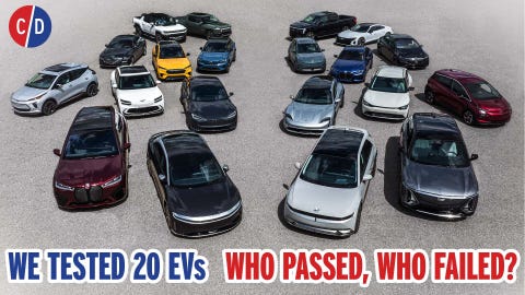 Video player poster image preview for We Tested 20 of the Newest EVs You Can Buy -- Here are the Results