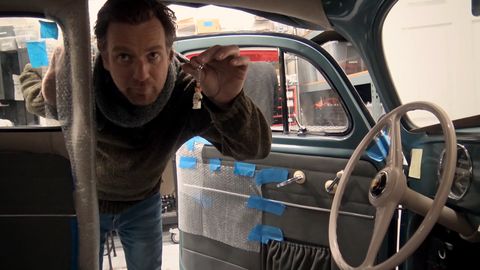 preview for Watch Ewan McGregor Visit His '54 VW Beetle EV Conversion in the Shop