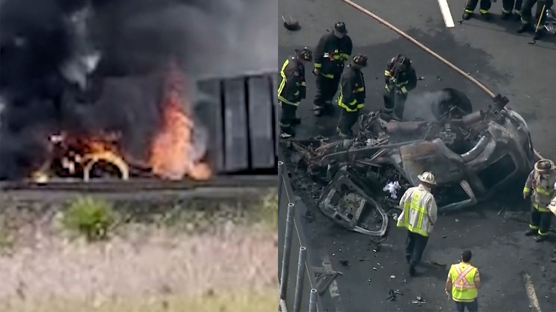 Driver killed in fiery Boston crash as car hits barrier, plunges 