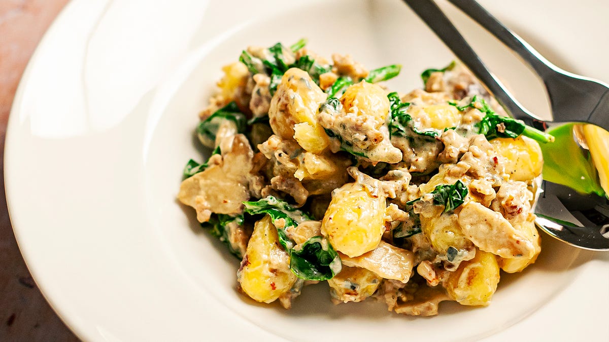 while mushroom gnocchi