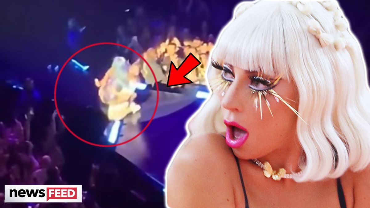 preview for Lady Gaga FALLS Off Stage After Fan Dances With Her Onstage!