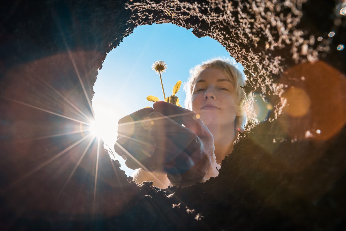 close up of female hand dumping organic food scraps into the compost bin