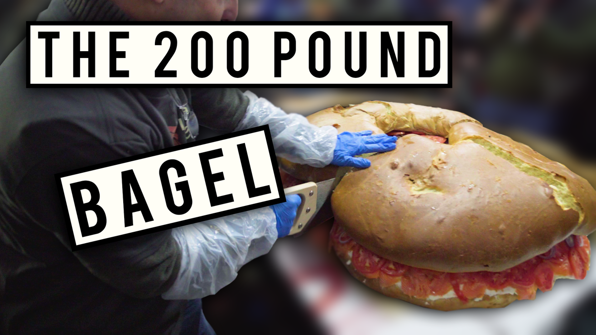 preview for This Giant Bagel Weighs Over 200 Pounds!