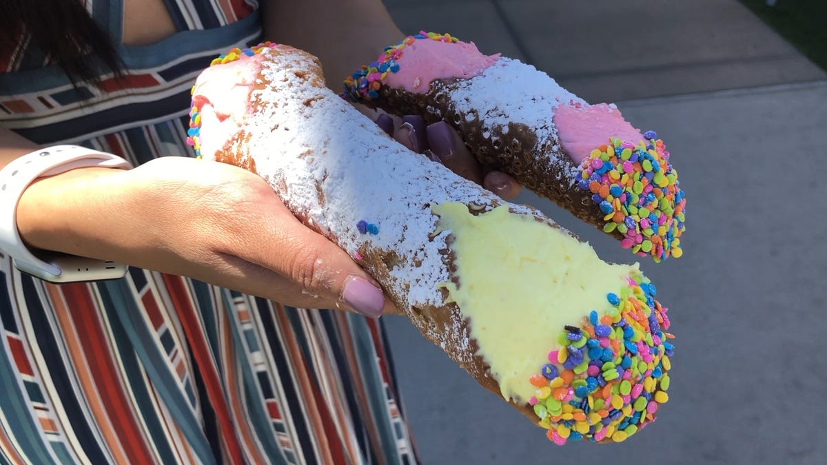 preview for This Bakery's Oversized Cannolis Are A Foot Long