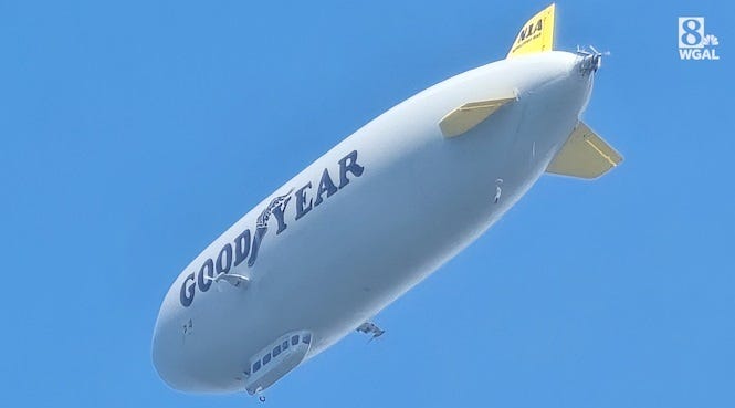 Goodyear Blimp flies over Susquehanna Valley