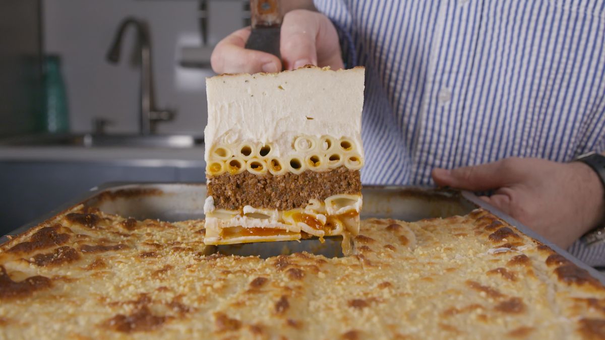 preview for This Gigantic Greek Casserole Weighs 30 Pounds