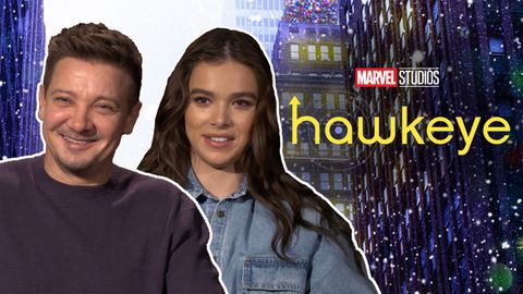 preview for Jeremy Renner & Hailee Steinfeld talk stunts and Lucky the dog | Hawkeye
