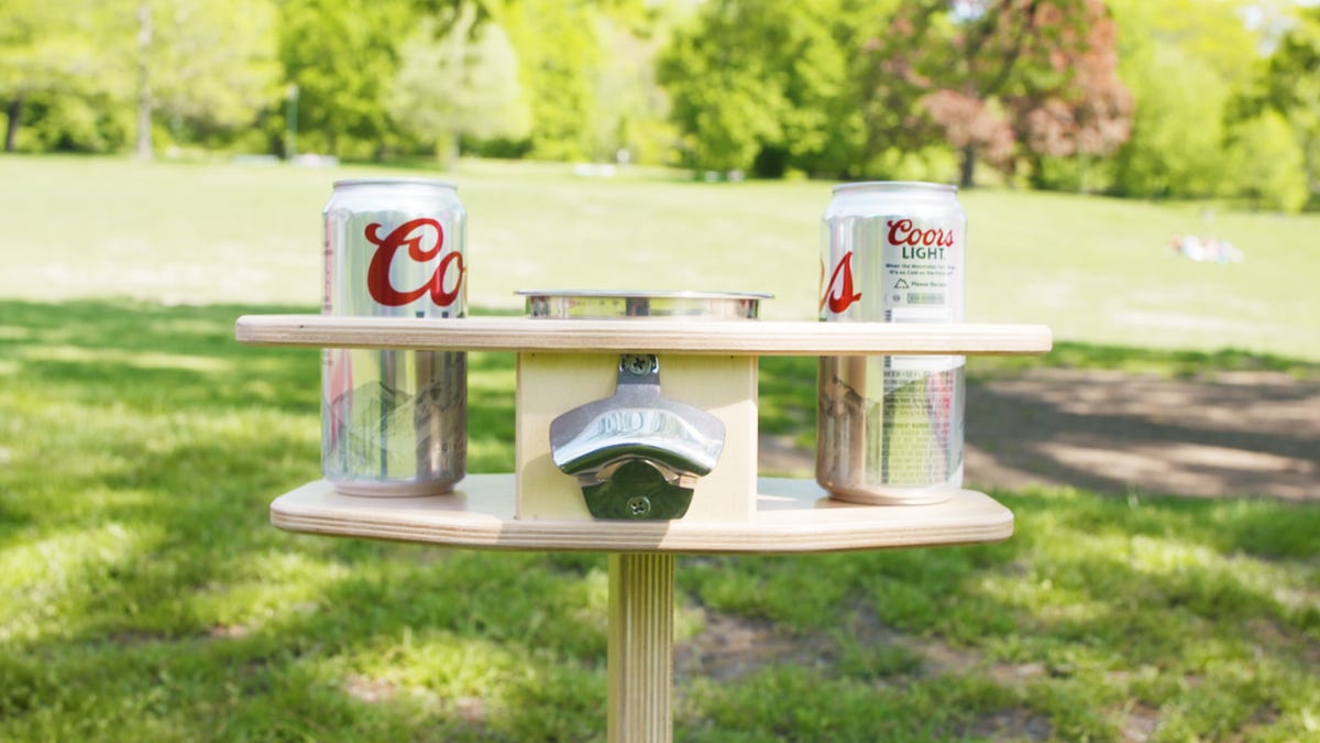 Outdoor Collapsible Beer Table with Snack Bowl & Bottle Opener