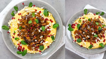 honey spiced lamb shoulder with sweetcorn hummus