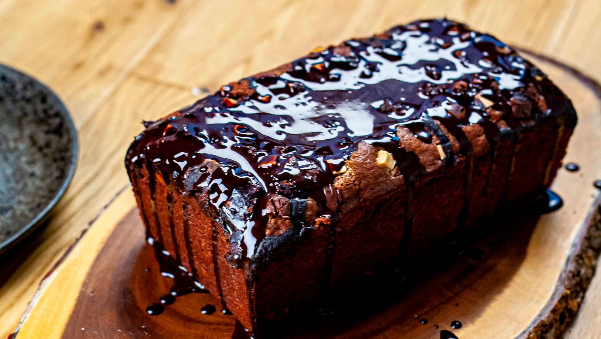 Video player poster image preview for Fudgy triple chocolate loaf cake
