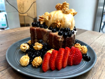 Food, Dish, Blackberry, Cuisine, Dessert, Ingredient, Berry, Sweetness, Baked goods, Frozen dessert, 