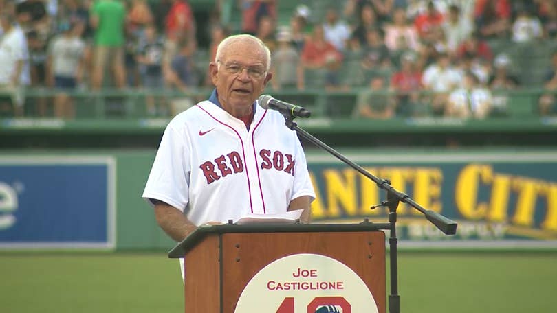 Red Sox broadcaster Joe Castiglione fell out of his chair calling