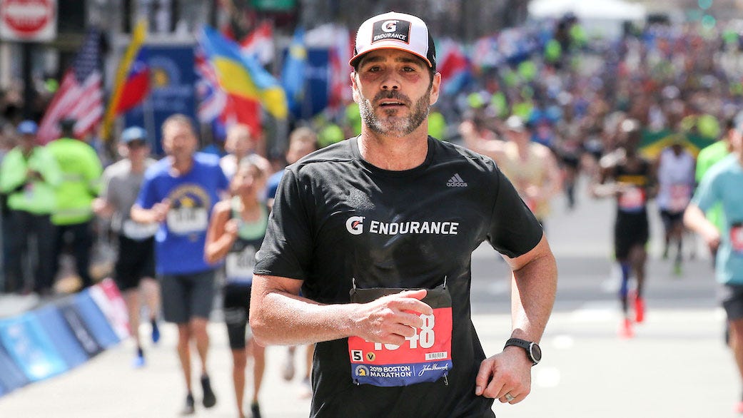 preview for Jimmie Johnson Completes 2019 Boston Marathon