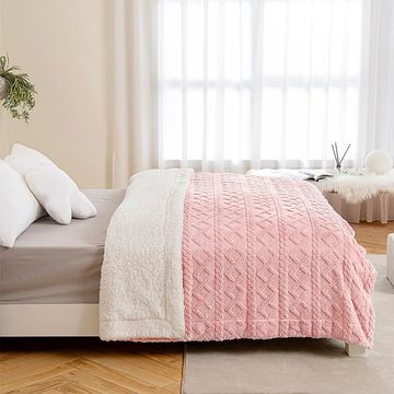 manta de cama para invierno rosa