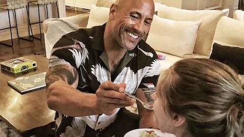 preview for The Rock Feeding His Girlfriend While She Breastfeeds Is Incredible