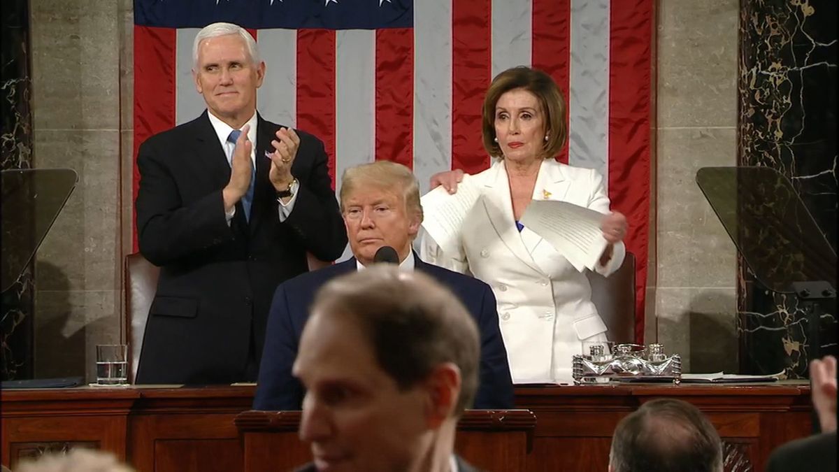 preview for Watch: Nancy Pelosi apparently rips up President Trump's State of the Union speech