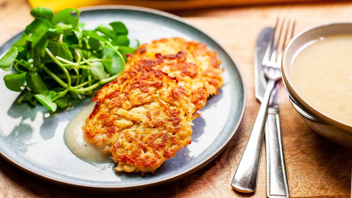 preview for Crispy Parsnip Hash browns With Pear Sauce