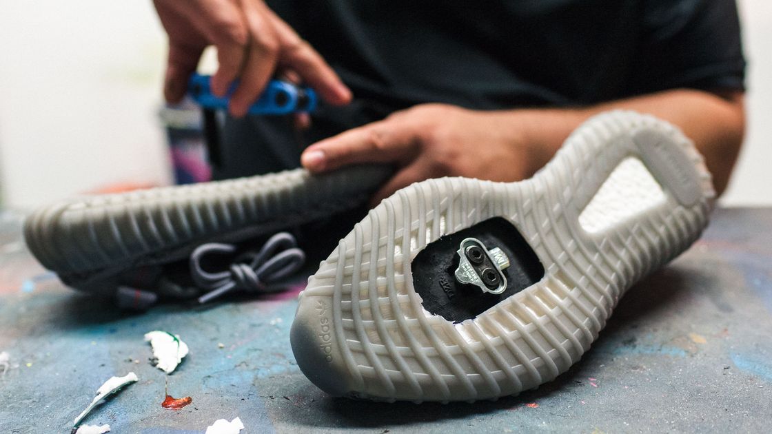preview for Watch These Guys Convert Yeezy 350 Boost Into Cycling Shoes