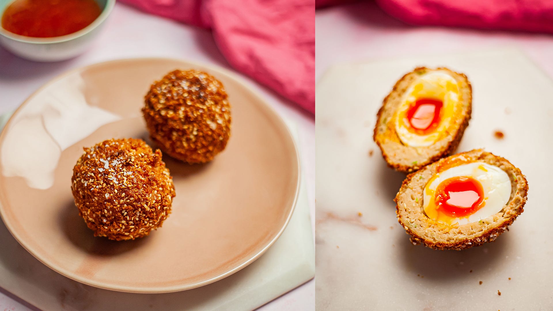 prawn toast scotch eggs