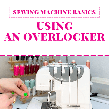hands stitching using an overlocker on a sewing machine